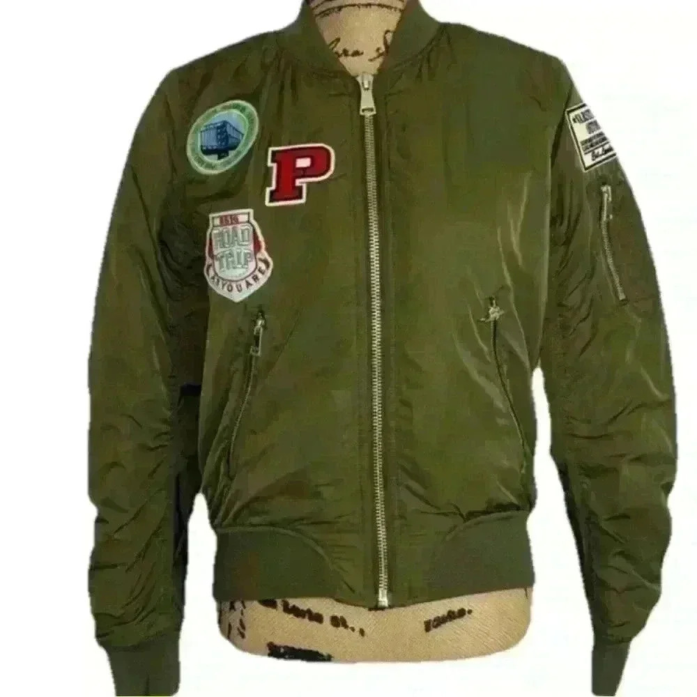 Topshop Olive Green Bomber Jacket with Patches